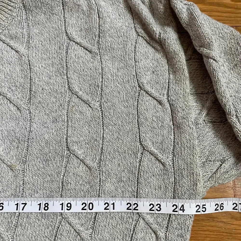 Vintage GANT USA Grey Cable Knit Sweater - Old Money Aesthetic L